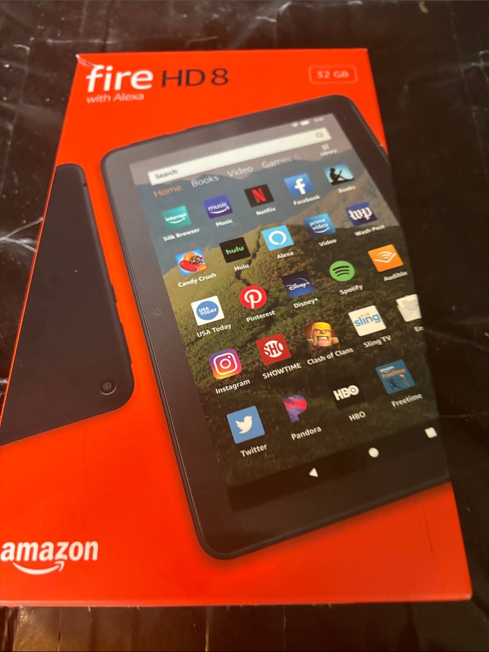 Amazon Fire HD 8 Tablet in Black with Red Retail Box